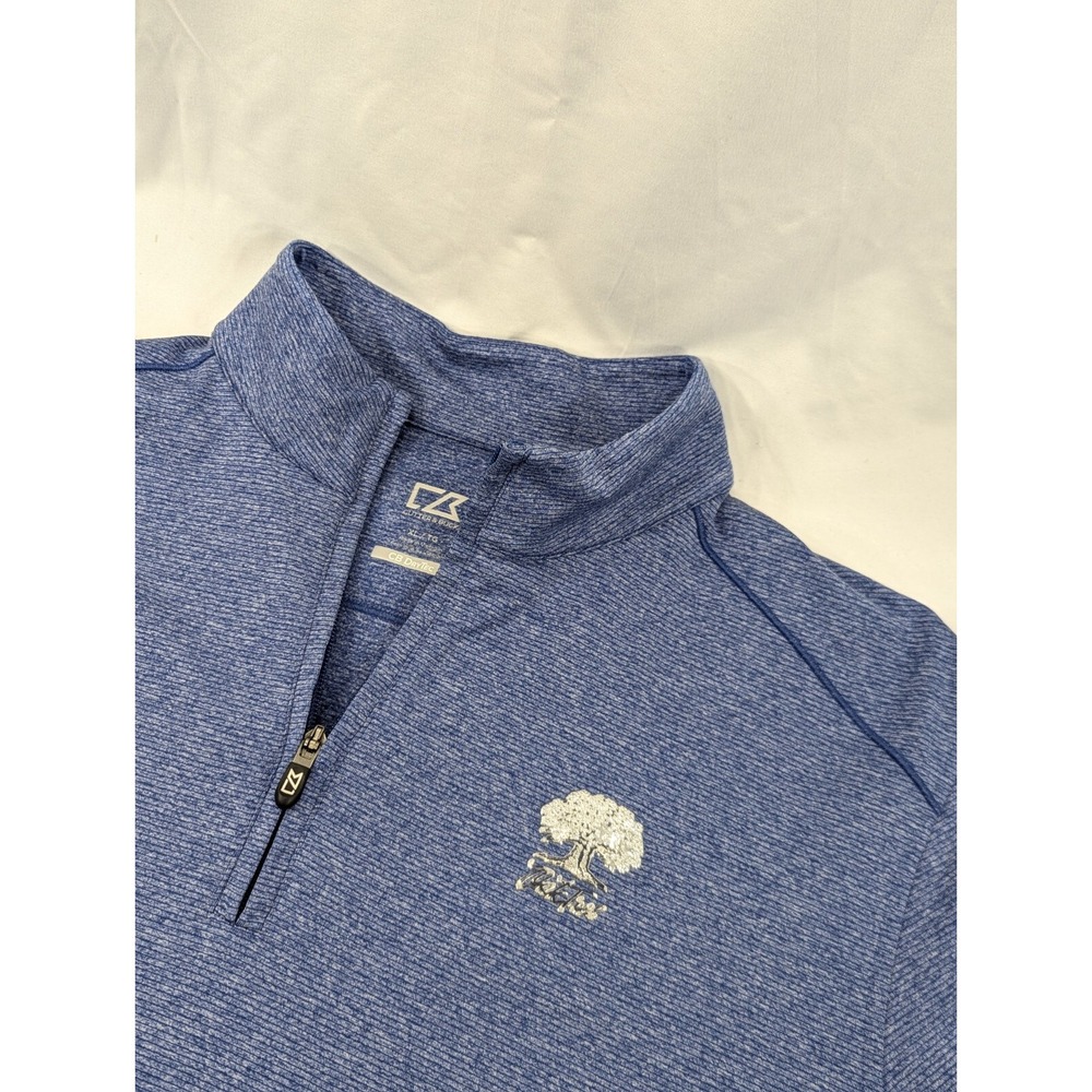 Cutter Buck Quarter Zip XL Drytec Blue Striped Oak Tree National Pullover XL